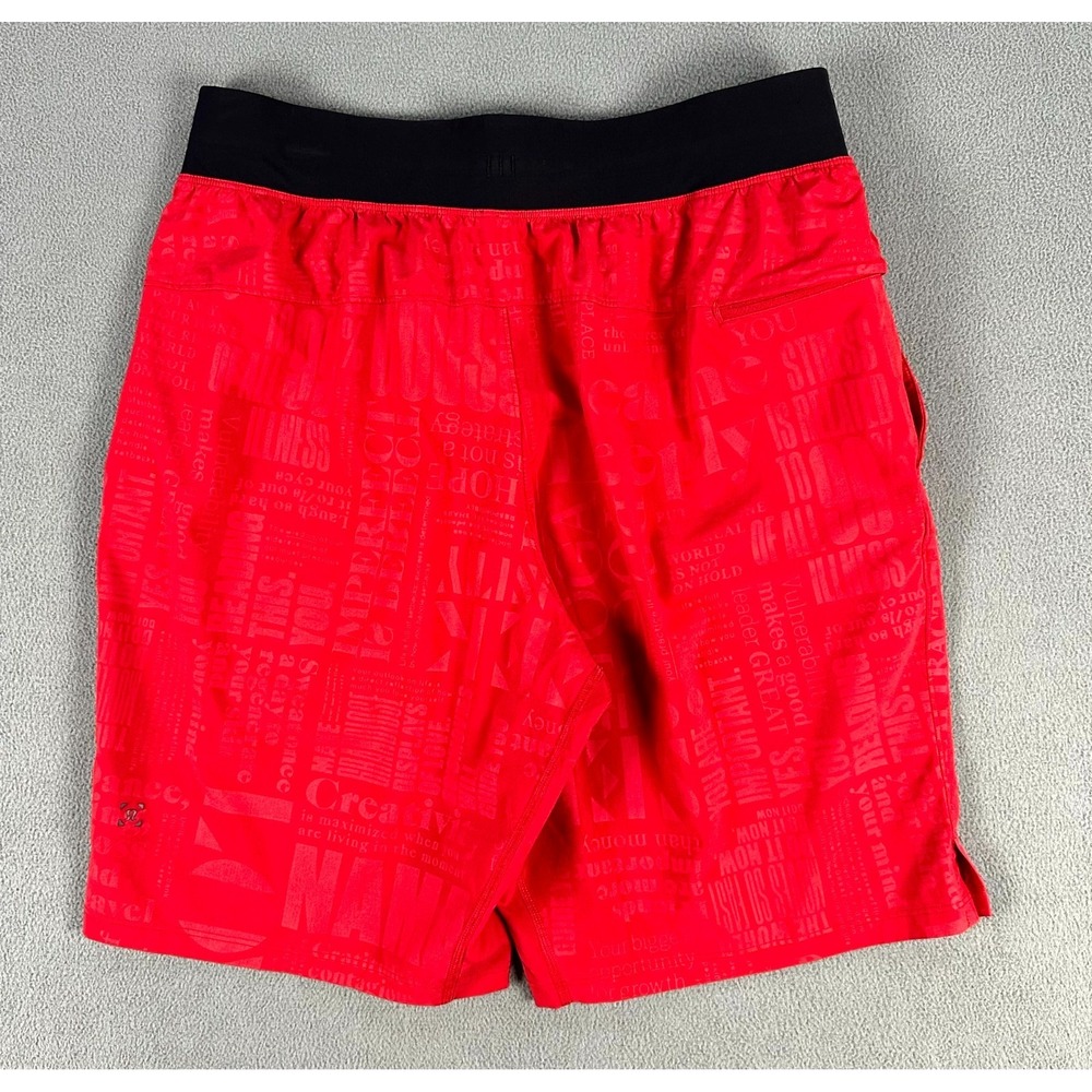 Lululemon Shorts Mens Medium Red THE Short 20th Anniversary Linerless AOP - Picture 2 of 10